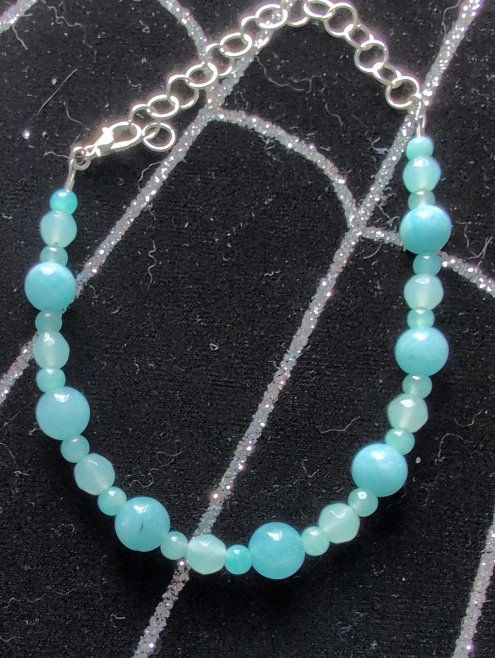 Pale Blue Jade And Quartz Bracelet